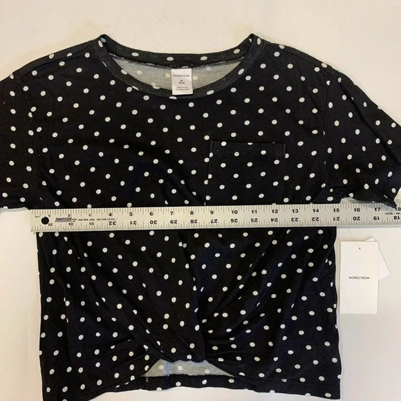 Nordstroms Kids' Knot Front Short Sleeve T-shirt Ivory Americana Dot Size 8 NWT - Picture 9 of 12